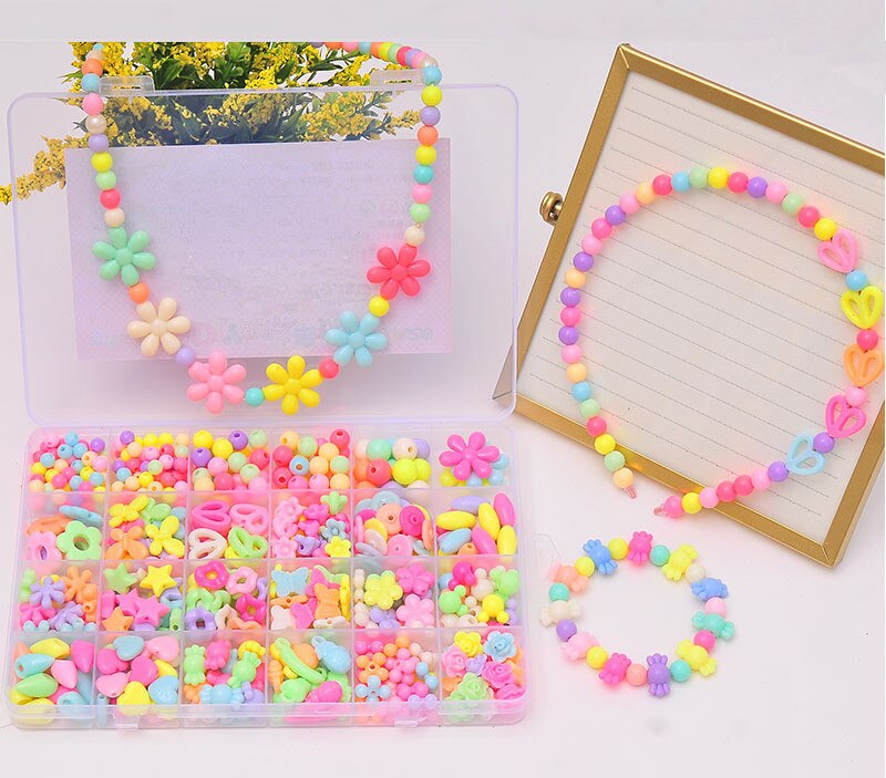 24 Raster Kinderen Diy Handgemaakte Kralen Speelgoed Met Accessoire Set Creatieve Meisje Ketting Armband Om Kinderen De beste Cadeau: e
