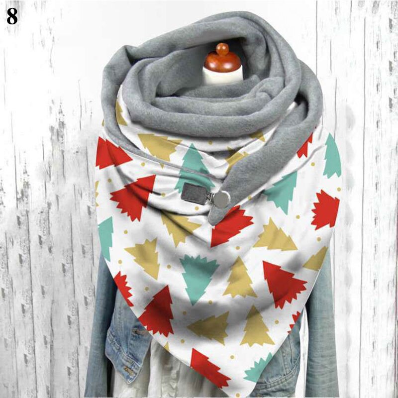 Multi-usages col châle femmes noël impression écharpe bouton écharpe enveloppes Triangle foulards Plus velours motif papillon: 8