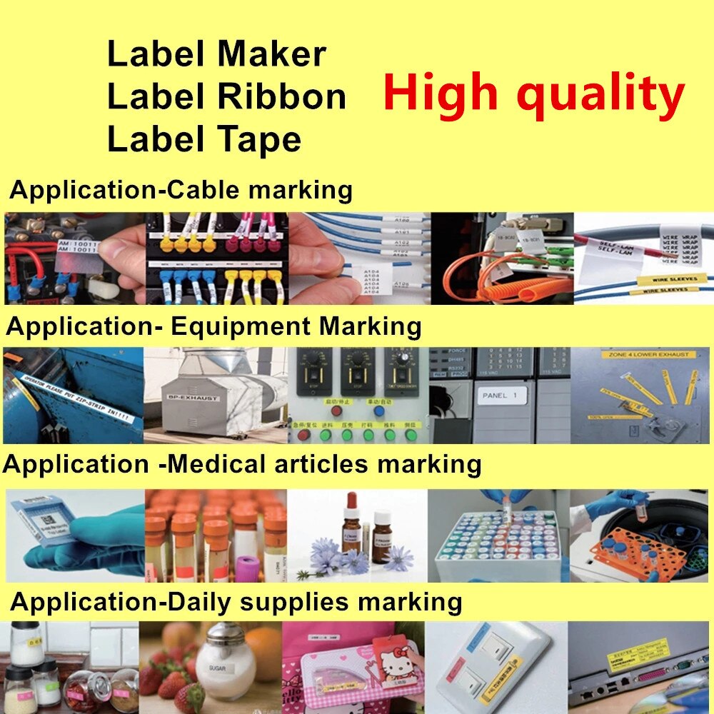 1 Pack Label Tape M21-1500-427 Vinyl Lint Printable Mouwen, Etikettering Tapes, Zwart Op Wit Film Draagbare Printer BMP21-PLUS