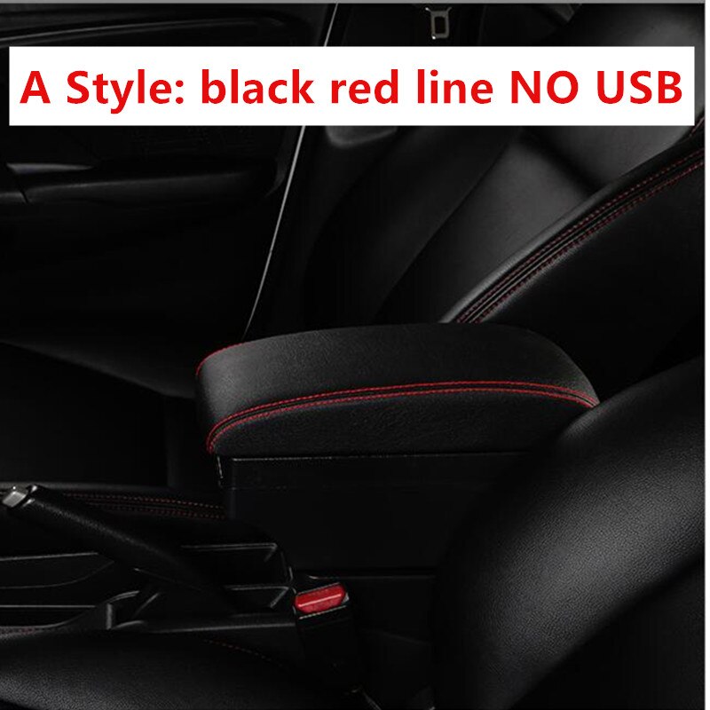 for Renault zoe armrest box leather arm rest usb storage box accessories center console automobile decoration car-styling: A black red line