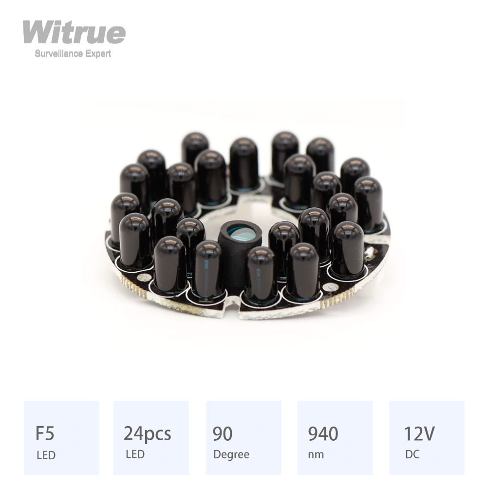 Witrue-placa LED IR de 24 granos, 940nm, 90 grados de diámetro, 44MM, cc 12V, 0.19A, ACCESORIOS CCTV para lente de 2,8 MM, 3,6 MM y 4MM