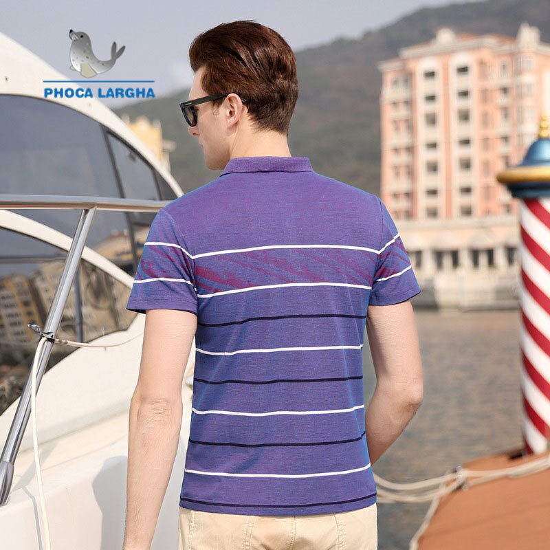 Mannen Polo Shirt Mode Zomer Business Casual Ademend Wit Gestreepte Korte Mouw Polo Shirts Mannelijke Kleren