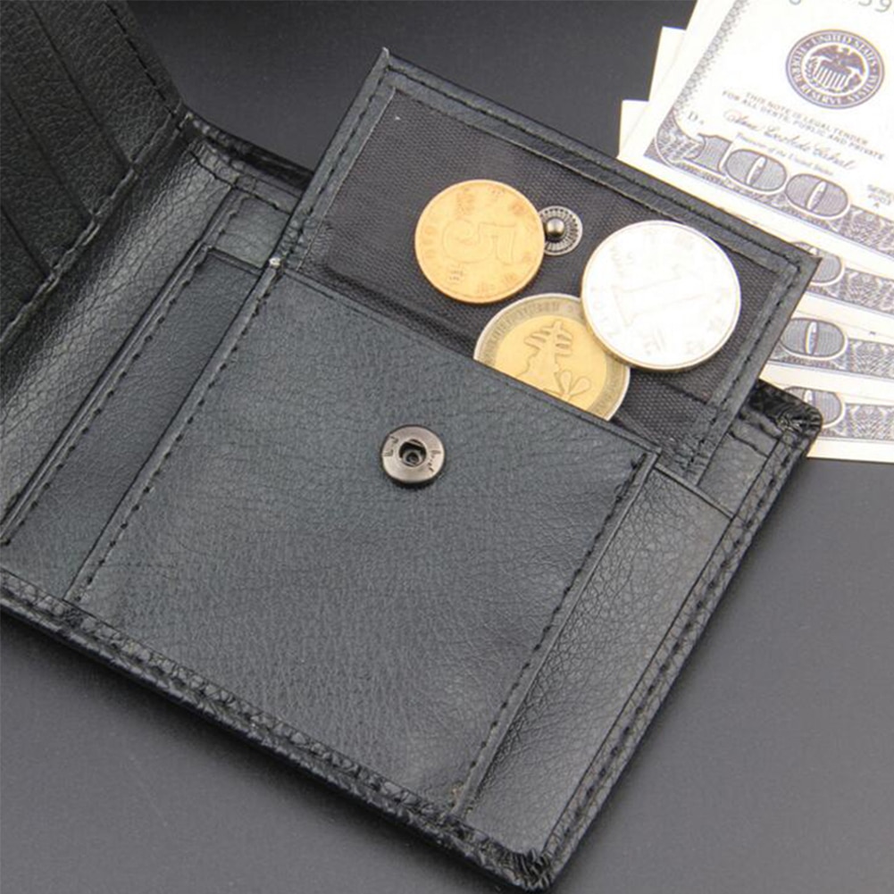 Lomme afslappet klassisk kortholder simpel pung mønt bifold bærbar slank mænds tegnebog praktisk pu læder