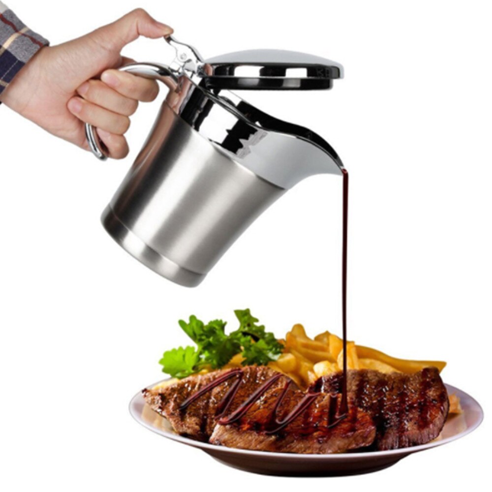 Dubbele Isolatie Saus Fles Brede Mond Rvs Saus Kan Kruiden Pot Sapkop Steak Saus Cup Keuken Accessoires