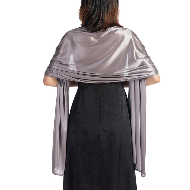 200x70cm mujer imitación seda pura bufanda capa Color sólido largo chal envoltura para boda banquete Vintage accesorios para baile de graduación: Deep Gray