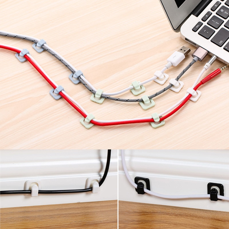 Kabel Cord 18 stks Bureau Muur Organisatoren Draad Lijn Organisatoren Multifunctionele Haken Sluiting Tidy Holder Clips Fixer Haken Rails