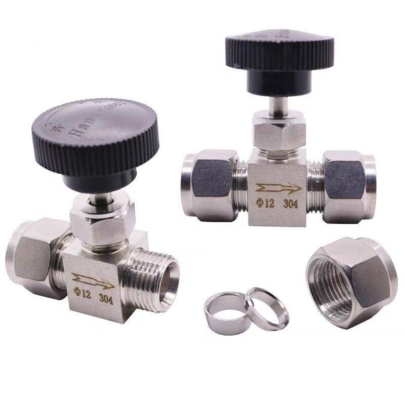 Adjustable needle valve OD 3 4 6 8 10 12 14mm 1/8" 1/4" 3/8" 1/2" Compression Double Ferrule Tube stainless steel 304