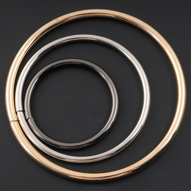 2 stks/partij 5mm dikte DIY tas handvat ring gold tone metalen ringen 5-10 cm diy naaien gesp