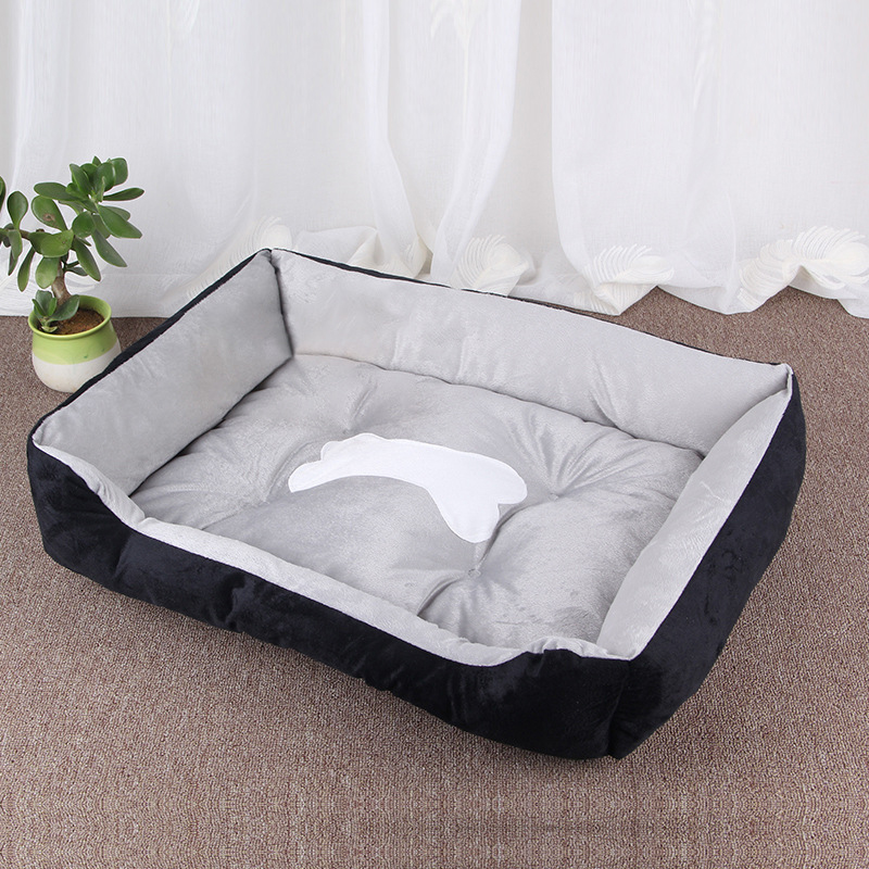 Cama cuadrada transpirable para perros grandes, cojín antideslizante para dormir, cama para gatos, cama para perros gruesa y cálida para invierno, estera suave para gatos, casa para mascotas: M / Blanco