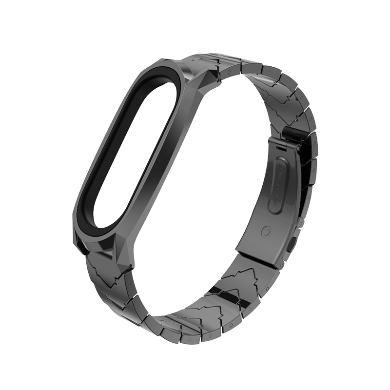 Mijobs Mi band 4 Strap Metal Stainless Steel Bracelet for Xiaomi Mi Band 4 Mi Band 3 Strap Smart Watch Miband 4 correa Wristband: GT V style Black