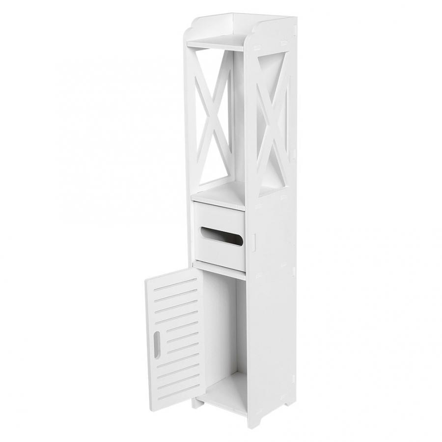 Bathroom Storage Cabinet Shelf Bathroom Toilet Furniture Cabinet White Wood Cupboard Shelf Tissue Storage Rack 80x15x15cm