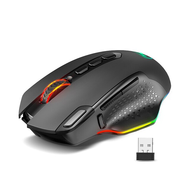VicTsing – souris de jeu sans fil PC282, 10000 DPI, Rechargeable, ergonomique, avec 10 boutons programmables, rétroéclairée rvb, pour PC Gamer: Default Title