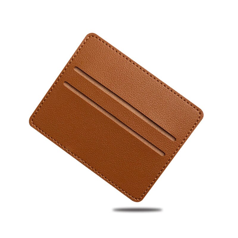 Ultradunne Pu Lederen Mini Portemonnee Slanke Bank Credit Kaarthouder Mannen Business Kleine Id Case Voor Vrouwen portemonnee 2 Slots Kaarthouder: brown