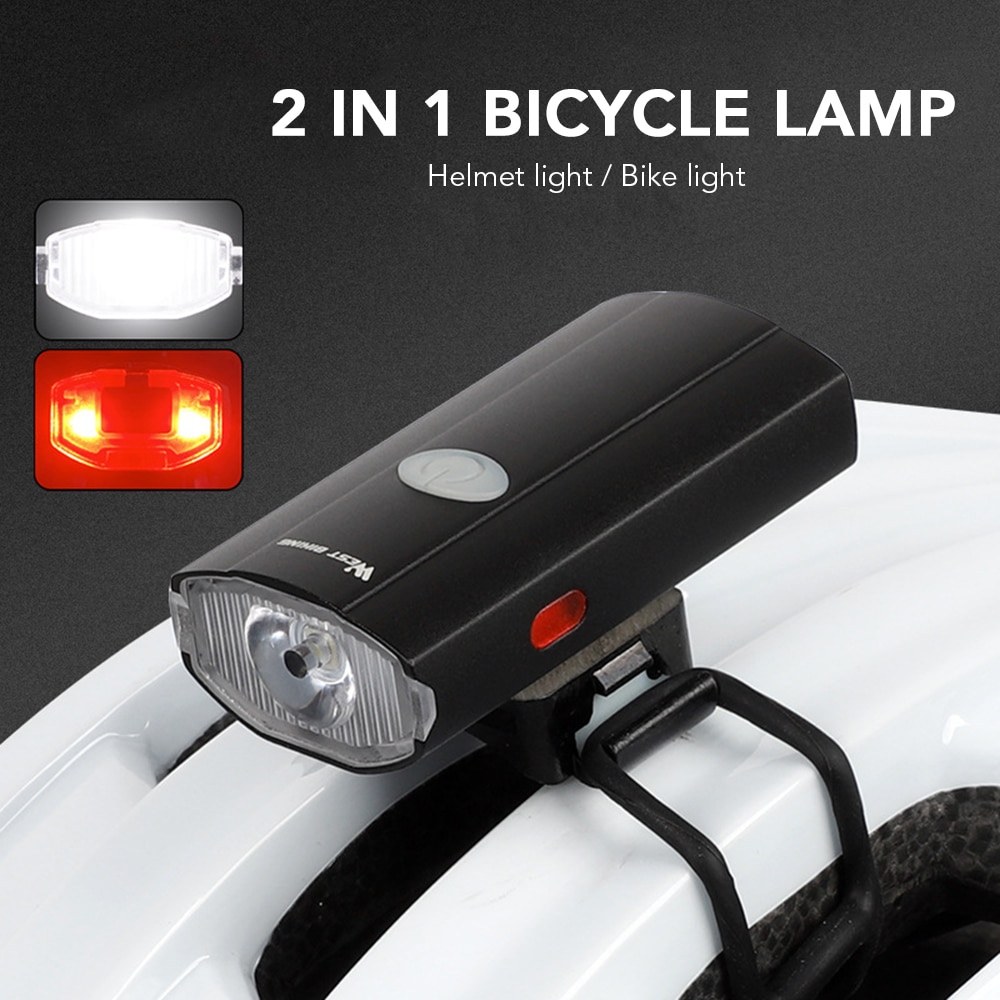 2 In 1 Bike Light Usb Oplaadbare Fietsen Helm Koplamp Waterdichte Fiets Licht Achterlicht Stuur Front Light Achterlicht
