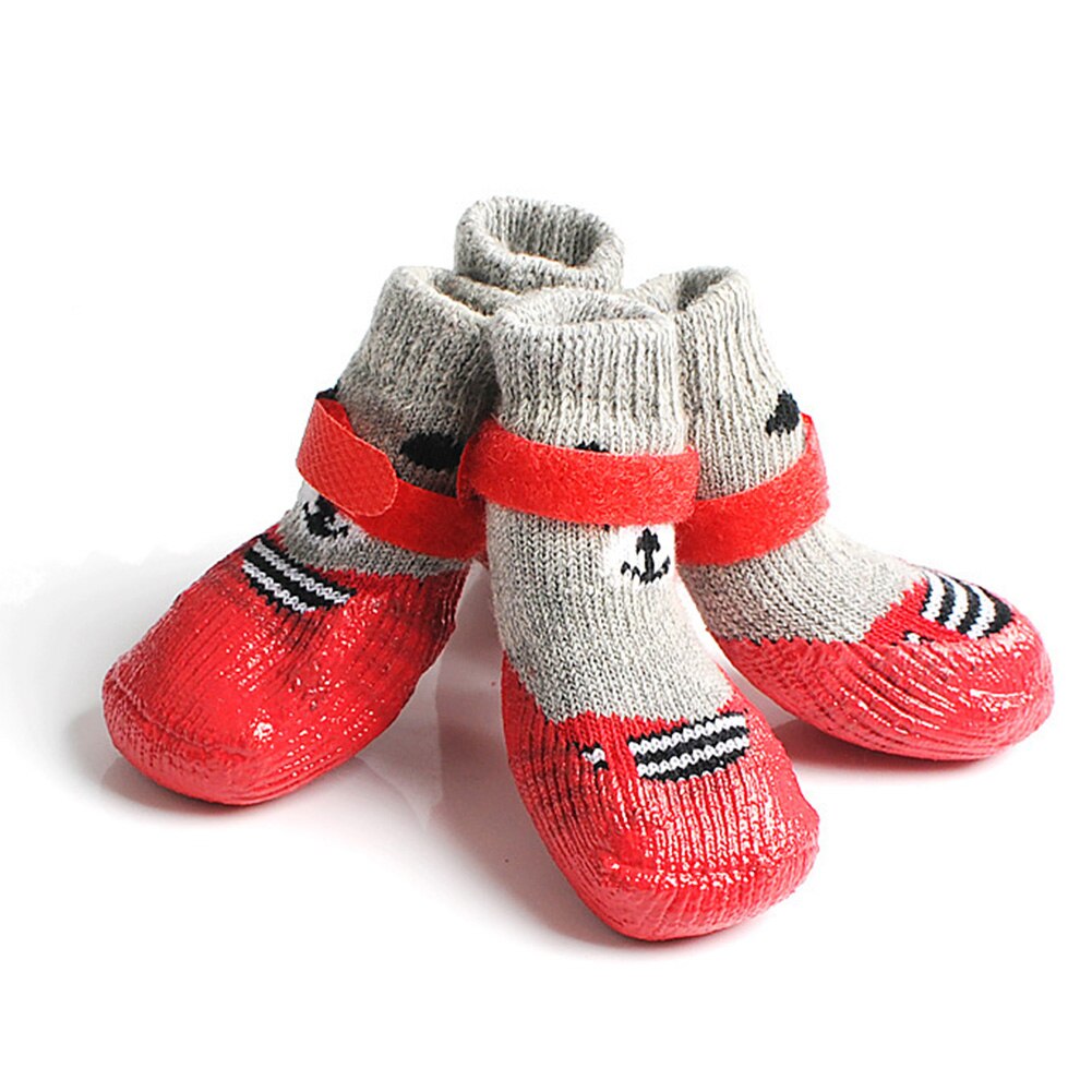 2 paar antislip sokken voor thuis, hardhouten vloeren, winterpootbescherming voor honden, elastisch, sterke tractiecontrole met verstelbare banden: Rood / S