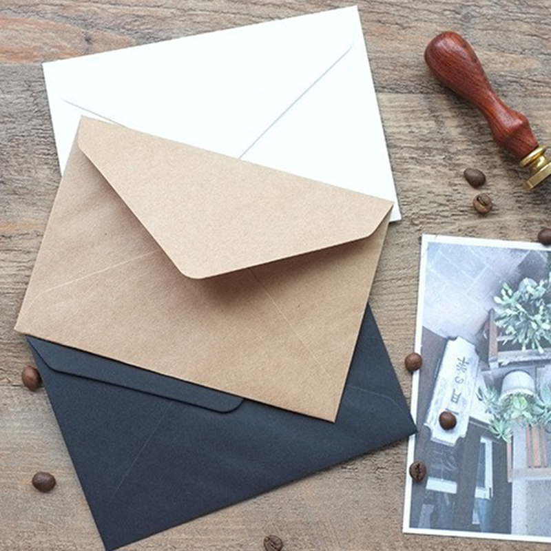 50 Stks/set Vintage Bruin Wit Zwart Kraft Blank Mini Papier Venster Enveloppen Huwelijksuitnodiging Envelop Envelop/3 kleur