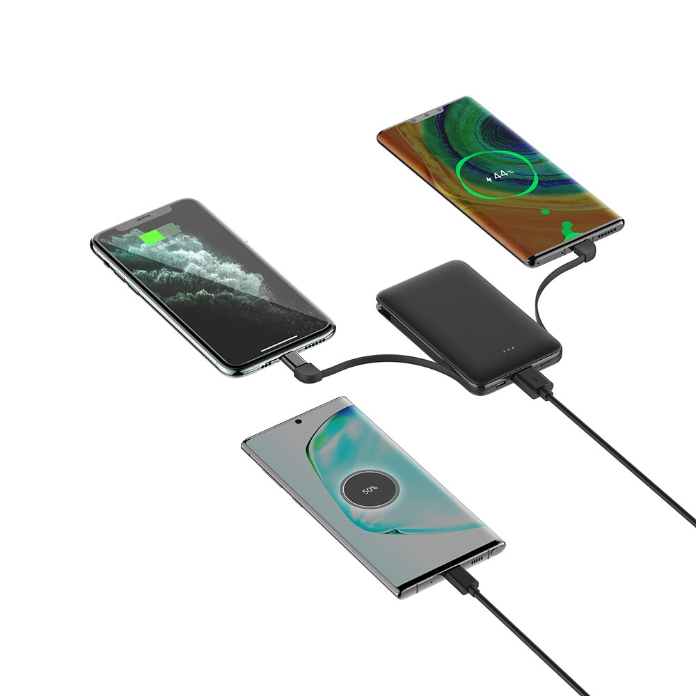 PINZHENG Energie Bank 5000mAh Gebaut-in Dual Kabel Tragbare Ladegerät Schnelle Aufladen Energie Ultra Dünne Batterie Ladegerät Energie