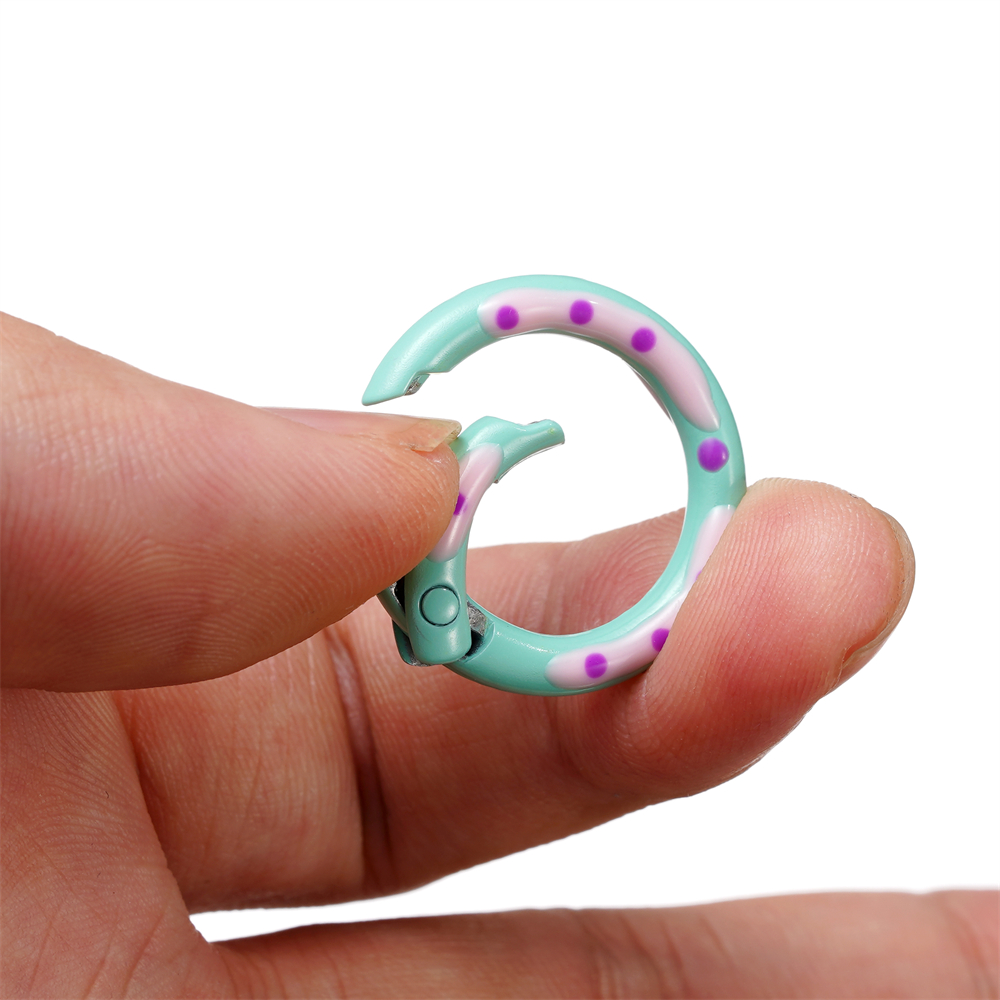 5pcs/lot Multicolor Metal Round Ring Spring Clasp Carabiner Keychain Clips Hook Dog Chain DIY Jewelry Buckle Connector Supplies