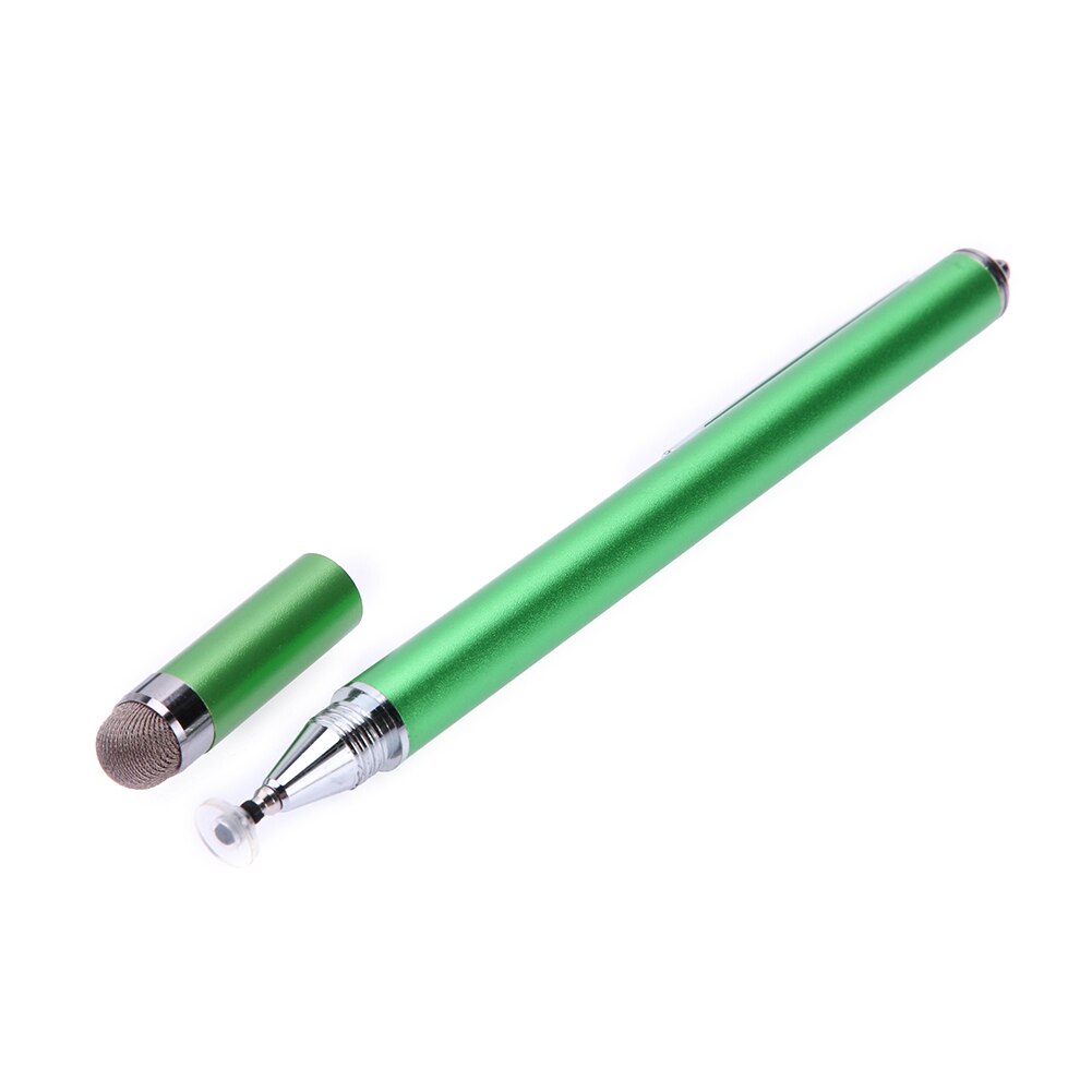 2 in 1 kapacitiv pen touch screen tegnepen stylus med ledende touch suger mikrofiber touch hoved til tablet pc: Grøn