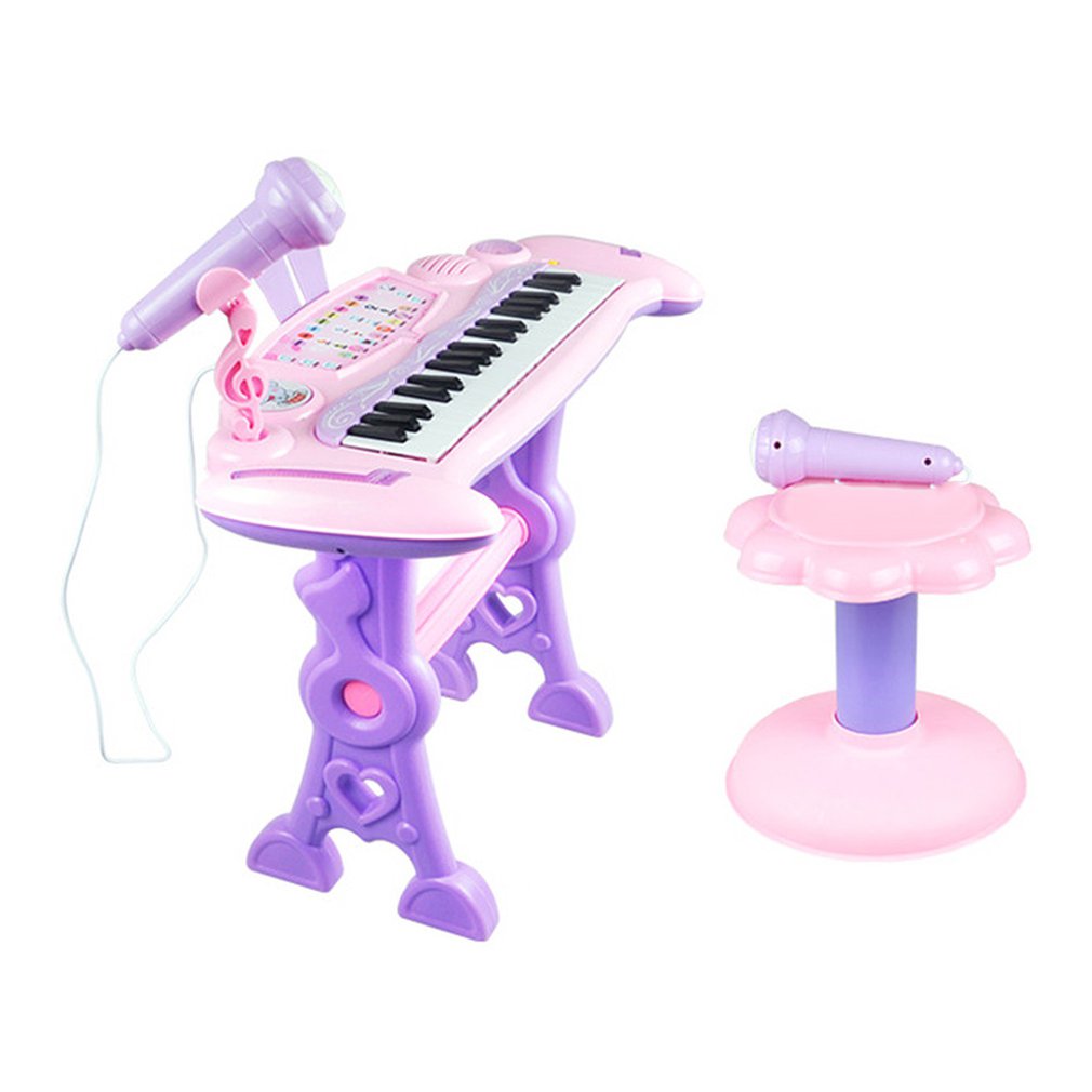 Børn s 37 nøgler elektronisk tastatur klaver orgel legetøjssæt mikrofon musik leg børn pædagogisk til fødselsdag: Default Title