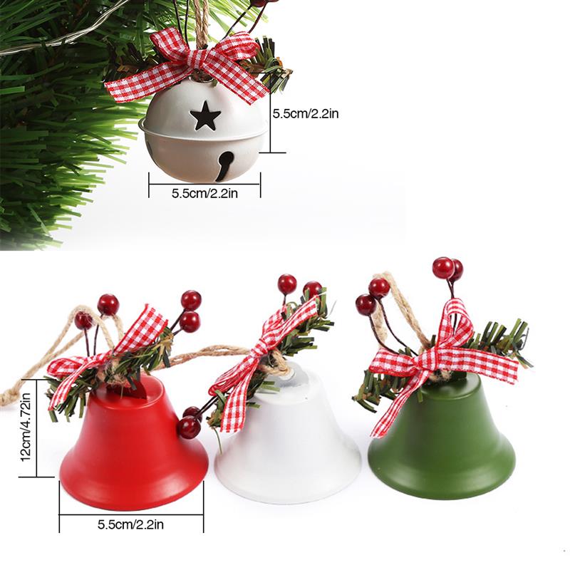 3Pcs DIY Christmas Tree Craft Metal Snowflake Jingle Bell Beads Merry Christmas Bell Christmas Tree Ornament Decoration