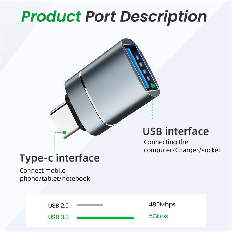 Type C Adapter Usb Type C Naar Usb 3.0 5Gbps High Speed Converter Telefoon Otg Kabel Voor Samsung Galaxy s8/S9 Macbook Pro
