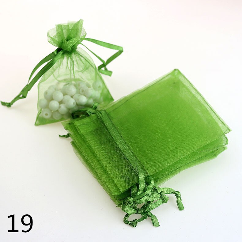 7x9CM Sheer Organza Bags Drawable Jewelry Pouch Packaging Bag Candy Bag for Wedding Prom Party Decor 50pcs/set: 19