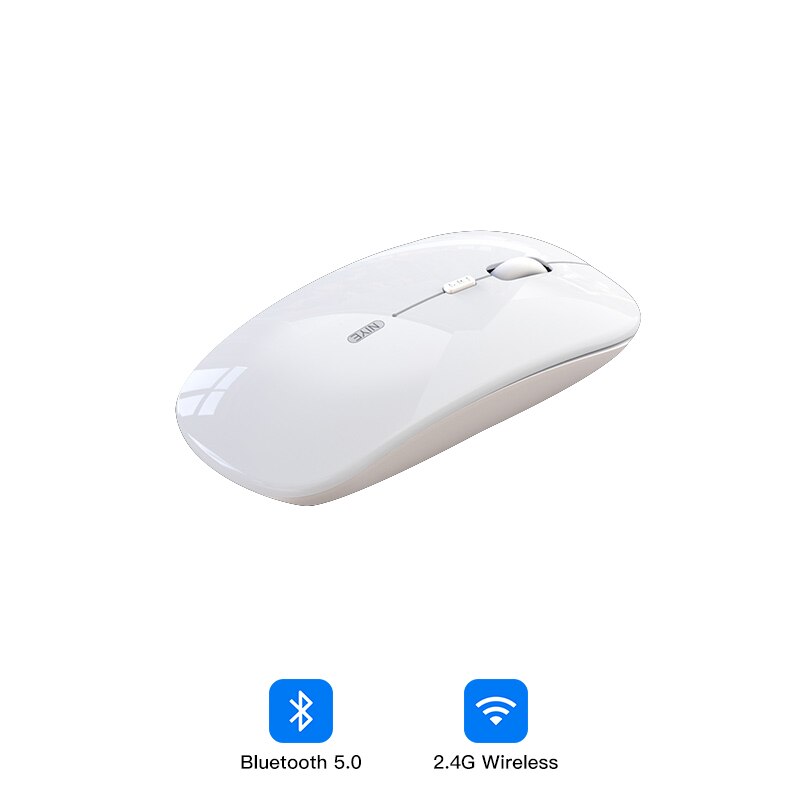 2.4G bezprzewodowa mysz komputerowa mysz Bluetooth Silent PC ergonomiczna Mause ładowalna mysz optyczne USB myszy do biura Laptop PC: Bluetooth  white