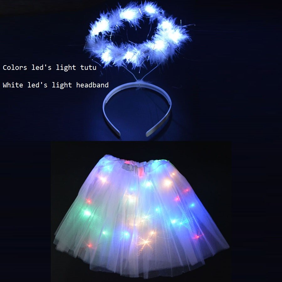 Volwassen kinderen engel led licht draad tutu halo ring hoofdband kostuum gloeiend feest rok kerst halloween kostuum jaar navidad: A / Voor tieners of volwassenen