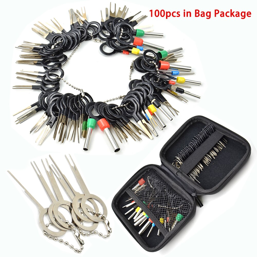 100Pcs Car Terminal Removal Kit Wiring Crimp Connector Pin Extractor Puller Terminal Ejector Plug Repair Pin Tool