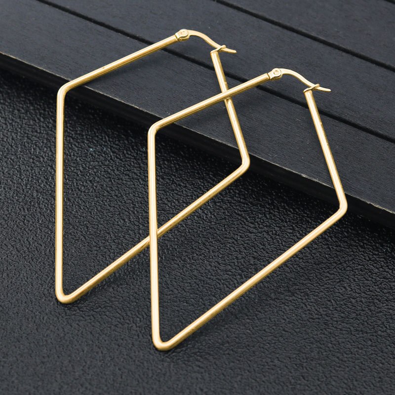 Stainless Steel Geometric Big Hoop Earrings for Women 30/40/50/60mm Simple Square Sleeper Earring Jewelry