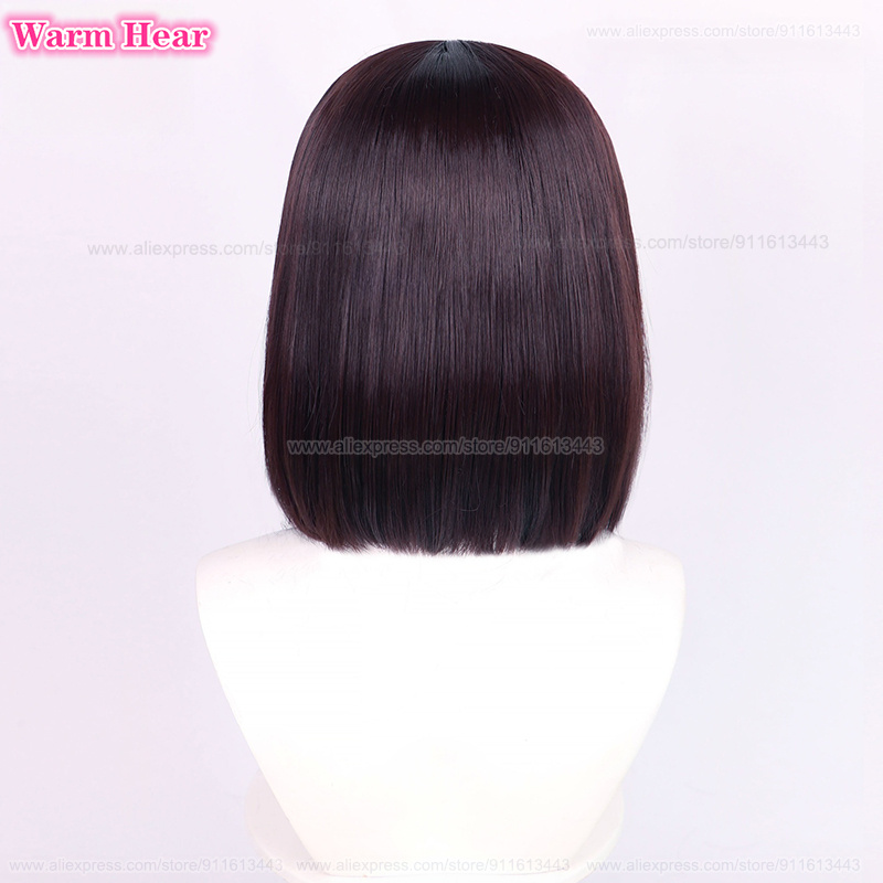Yosano Akiko Synthetic Wig Anime 30cm Purple Black Bob Cosplay Wig And Headwear Heat Resistant Party Wigs + Wig Cap