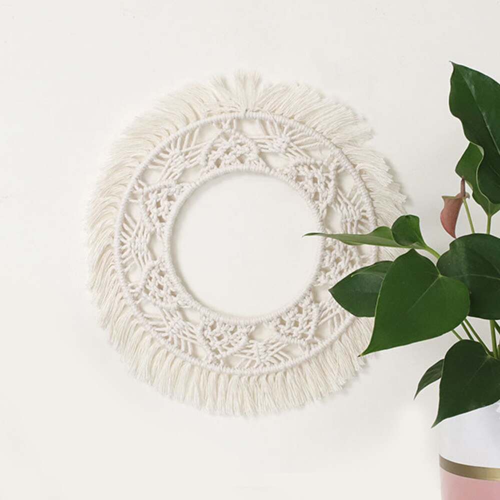 Wall Hanging Bohemian Round Macrame Cotton Rope Wall Art Boho Home Decor Hand-Woven Tapestry Wall Hanging Christmas: 01