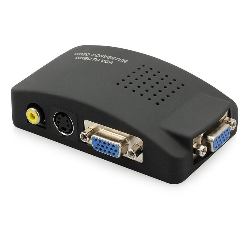 RCA Composite AV S-Video to VGA Converter Box CCTV DVR PC Laptop to TV Projector VGA Input to VGA Output Video Converter Adapter: Default Title