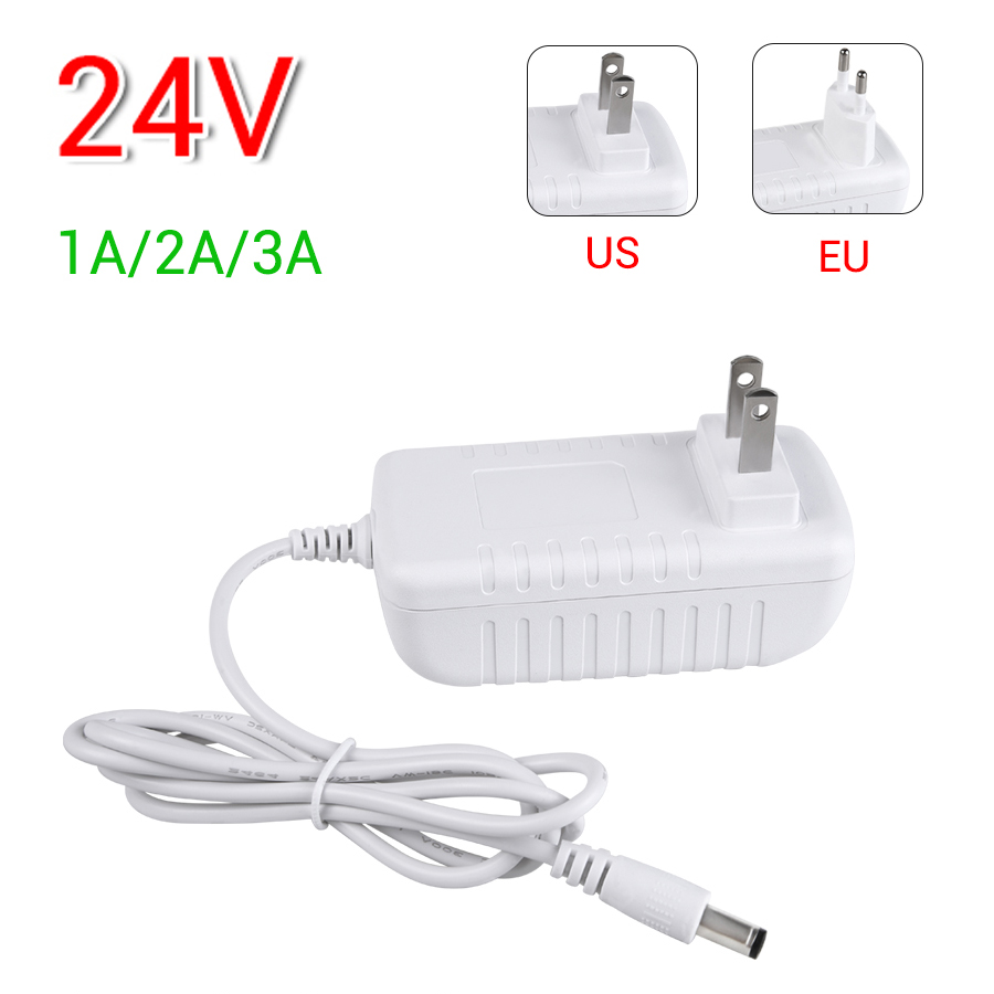 24V 12V Power Supply Adapter Lighting Transformer Input AC100-240V Output DC12V 24V 1A 2A 3A EU US Plug Charger 5.5mm 2.1-2.5mm
