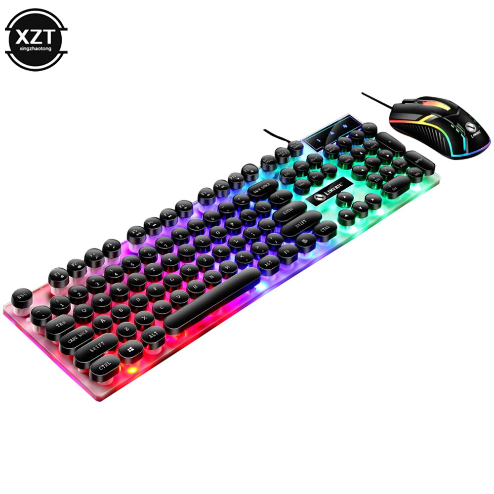 Limei – ensemble clavier et souris Gtx300, rétro, Punk, rétro, jeu rétroéclairé, Suspension filaire USB: Punk suit black
