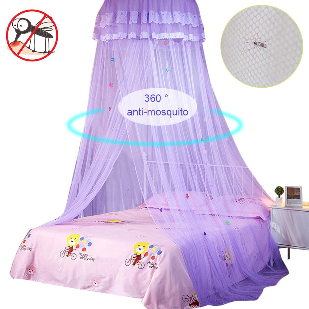 Hauteur 2.7M lit baldaquin accroché moustiquaire princesse lit tente rideau pliable auvent sur le lit fée dentelle Dossels