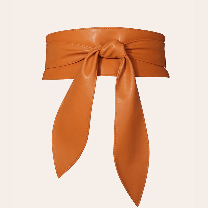 Ceinture à nœud de tempérament, en simili cuir, à la , large, délicat, doux, accessoires pour vêtements,: Marron