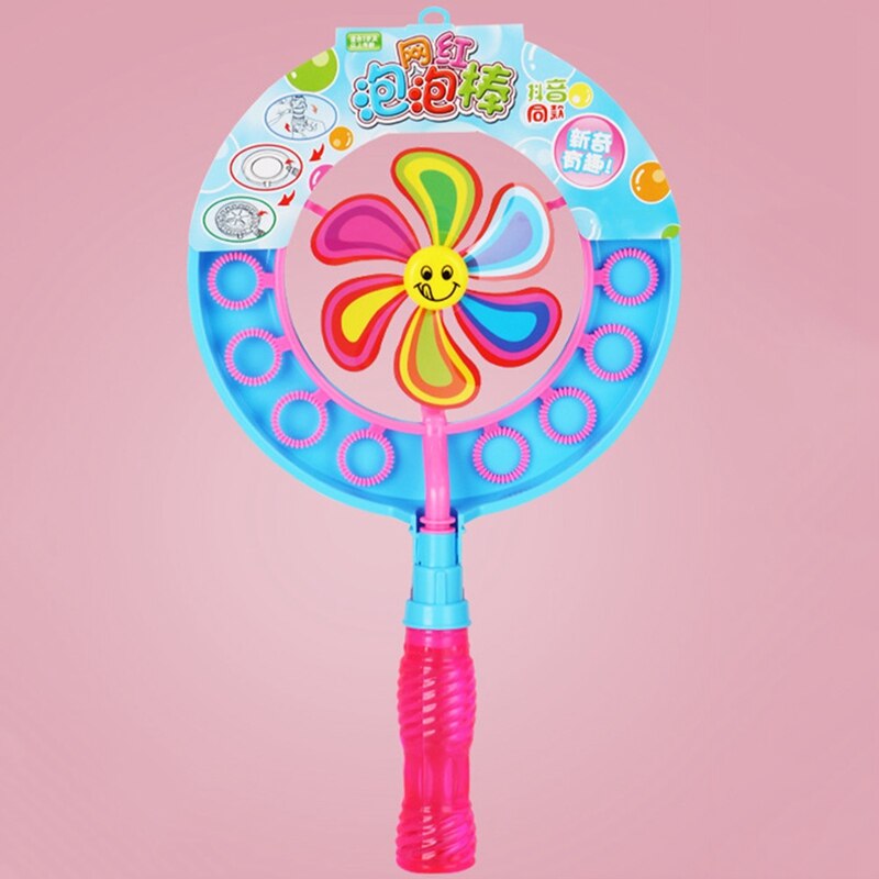 2 In 1 Windmill Bubble Machine For Children Kids Outdoor Portable Bubble Stick Bubble Wand Blower Colorful Bubble Windmill Toys: Pink