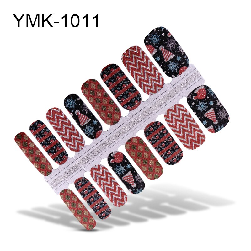 Lamemoria 16 tips/ark skönhet naglar klistermärken jul nagelinpackningar multicolor nagelkonst hela klistermärken självhäftande tips manikyr: Ymk -1011
