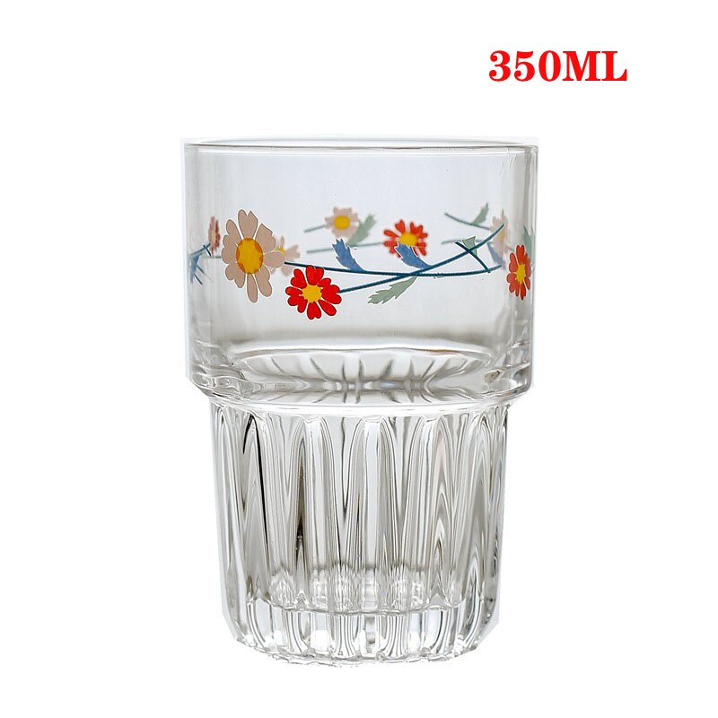 Glas kopper lille daisy vand tumbler ins japansk og koreansk juice cola mælk te krus sommer frisk iskaffe kopper: B -2 350ml