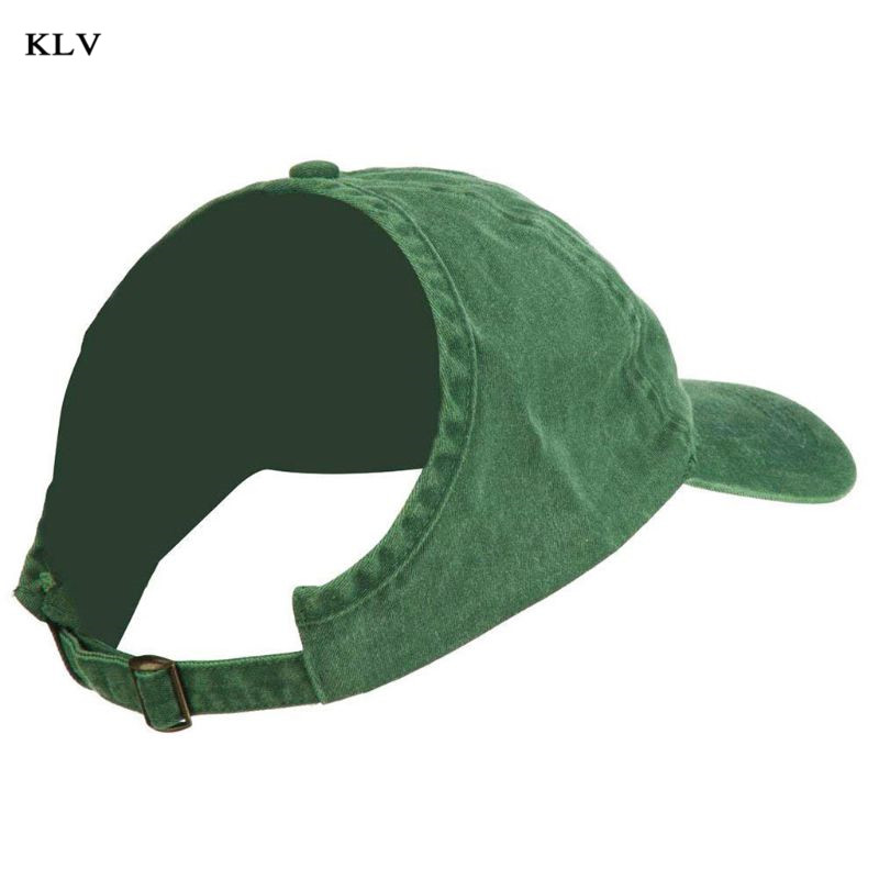Klv kvinder voksen halv tom top rygløs hestehale baseball hat ensfarvet justerbar åndbar rodet høj bun sport trucker cap: Grøn