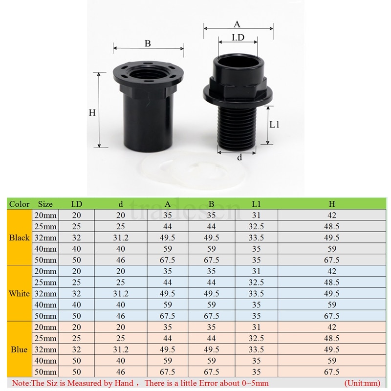 1Pcs I.D.20-50mm Thicken Aquarium Drainage Connector Fish Tank PVC Pipe Drain Joint Garden Home Hydroponic Water Tube Fittings