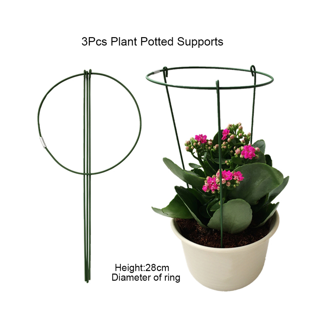 3 Pcs Plants Support Ring Rust Resistant Holder Garden Flower Short Vegetables Support Bracket Green Plants Growing Stand