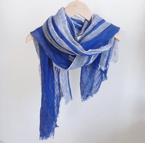 Japan Spring And Summer Thin Pure Linen Vertical Stripe Men&#39;s And Women&#39;s Scarves Long Shawl With Tassels: COLOR 4