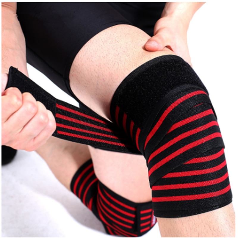 CHAOBA 1 Uds 180*8CM Fitness halterofilia pierna rodilla compresión correas envuelve vendajes elásticos Poverlifting sentadillas entrenamiento