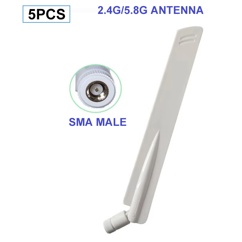 GWS 5PCS 2.4GHz 5.8Ghz Antenna 8dBi SMA male Dual Band wifi Antena wireless router meshtastic antenna direcional RG1.13 PIGTAIL: WHITE