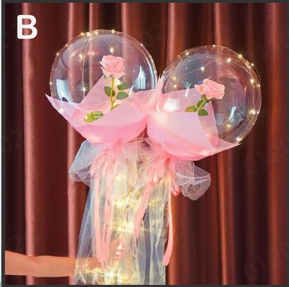 Handle Led Balloon With Sticks Luminous Transparent Rose Bouquet Ballons Wedding Birthday Party Decorations LED Light Balloon #6: D