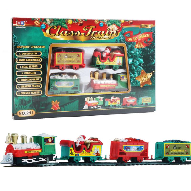 Kerst Elektrische Trein Mini Kerstman Rail Auto Gebouw Speelgoed Creatieve Kerstboom Xmas Decor Kid Speelgoed