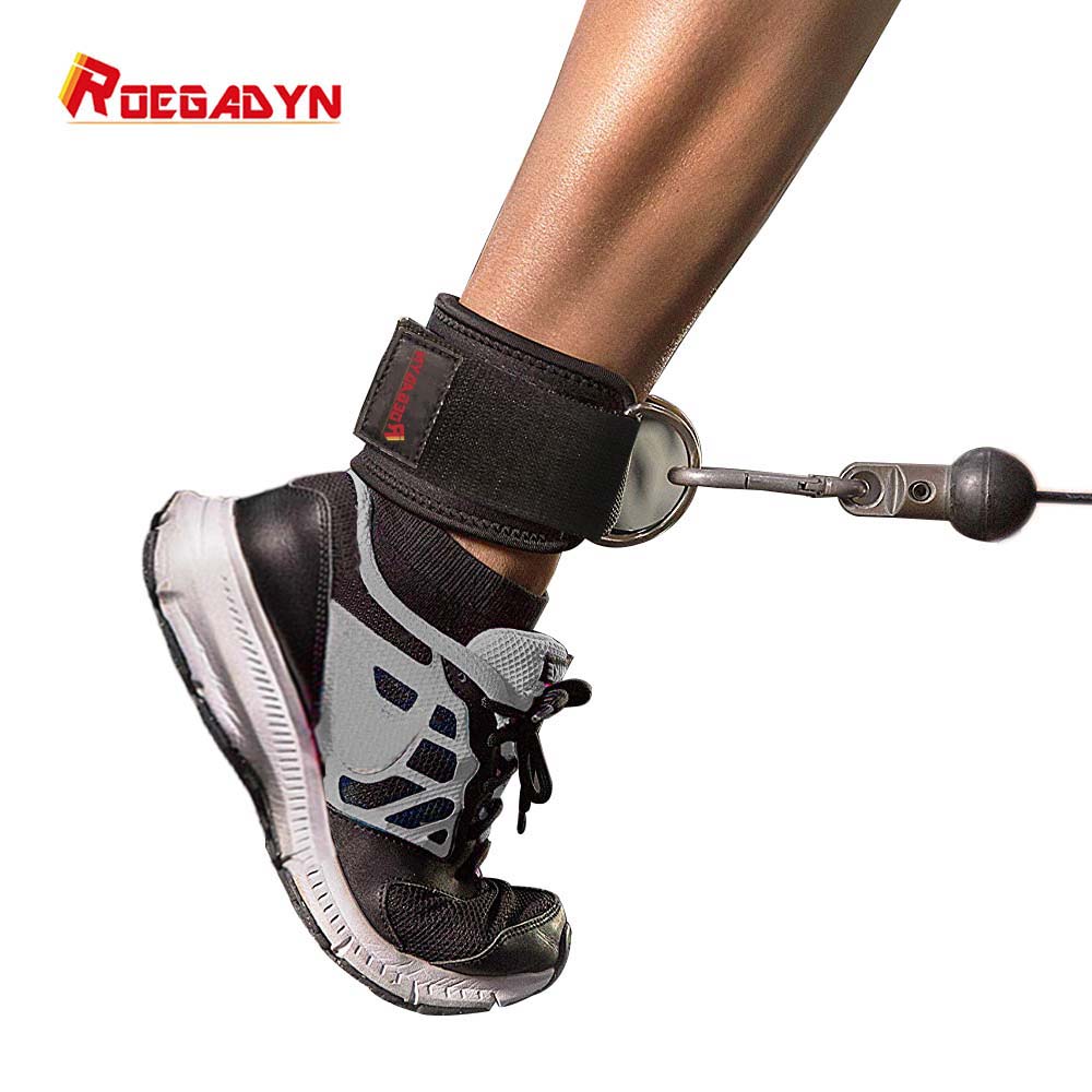 Roegadyn dobbelt d-ring justerbar 2 stk fitness ankel beskyttelsesrem ben gym træning løfte hofte kabel fodbælte med reb taske